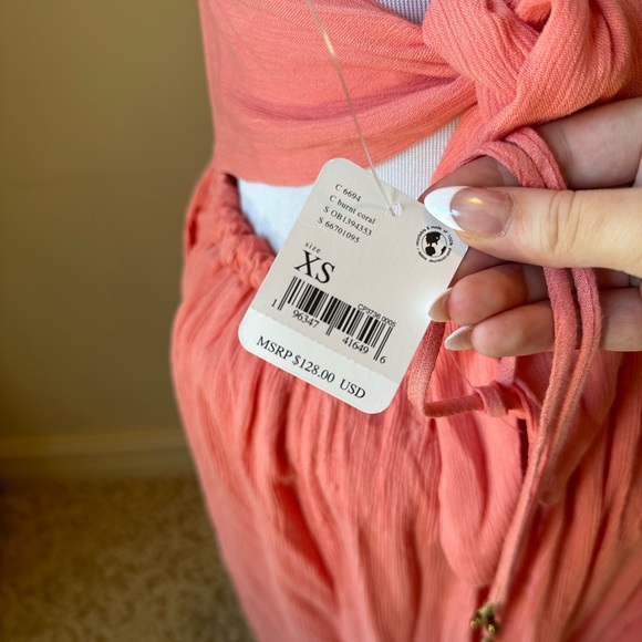 Free people burnt coral maxi sun dress. Size XS - Picture 3 of 3